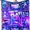 Gaming Blanket for Boys and Girls - Gamer Gift for Men and Women, Soft Game Decor for Room