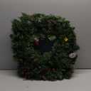 National Tree Company 24 in Pre-Lit Crestwood Spruce Artificial Christmas Wreath, Christmas Decoration with Glitter, Pinecones, Red Berries, 50 Clear Lights, 160 Tips, Green