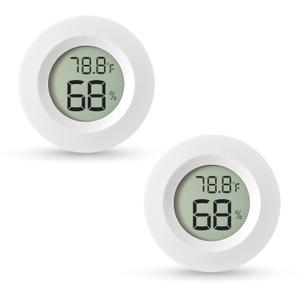 Atogou 2-Pack Mini Hygrometer & Thermometer, Indoor Outdoor Digital Humidity Meter Gauge Temperature, /, for Home, Office, Reptile, Car, Greenhouse, Lab, Terrarium, Cellar.. A01 White