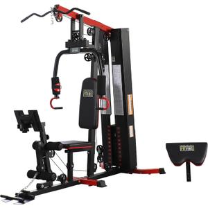 Home Gym, Full Body Strength Training with Pulley System, Black Steel Home Gym System, 330 Pound Resistance, 400 Pound User Weight Capacity