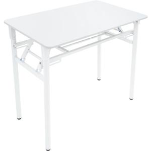 Eapmic 31.5 Inch Metal Folding Computer Desk, Space-Saving Study Writing Workstation, Small Foldable Desk with Storage Shelf for Home Office Craft, Writing, Study and Work (White)