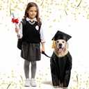 Dog Graduation Cap and Gown 2026 Washable Pet Graduation Costume for Dog Cat Shirt and Hat(Traditional,M,Black)