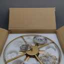 Modern Flower Elegant Glass Chandelier 20" Luxury 6 Lights Gold Chandelier Light Fixture for Living Dining Room Kitchen Entryway Bedroom Foyer, E12