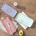 Selamica Ceramic Serving Platters, 14 Inch Serving Trays for Party Entertaining, Large Rectangular Serving Plates for Appetizer, Charcuterie, Dessert, Fruit, Set of 3, Assorted Colors