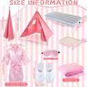 4 Set Girls Sleepover Teepee Tent Kit Inflatable Airbed Bedding Fitted Sheet Pink Satin Kimono Robe Eye Shade Slipper Play Washable Slumber Party Tent for Indoor Outdoor Christmas