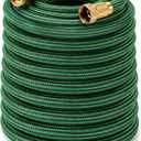 Garden Hose 75 ft x 3/4" NON-EXPANDABLE Water Hose, Flexible & Lightweight Kink Resistant Hybrid Hose, Leak-Proof Heavy Duty, Super Durable Fabric with 3/4" Solid Brass Connectors