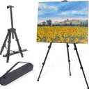 Easel for Painting Art Easel Stand for Adults 17" to 66" Portable Easel Stand for Sign Table Top/Floor Aluminum Metal Easel with Carry Bag Black