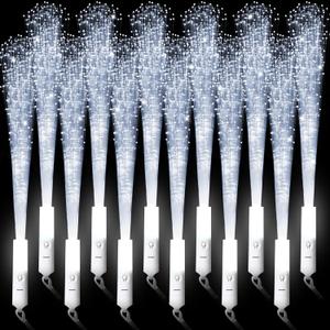miikoul 64 Pcs Fiber Optic Wands White Glow Sticks LED Wedding Wand Light up Party Favor Sticks Flashing Wands with 3 Light Modes for neon Party Wedding Baby Shower Birthday Party Supplies