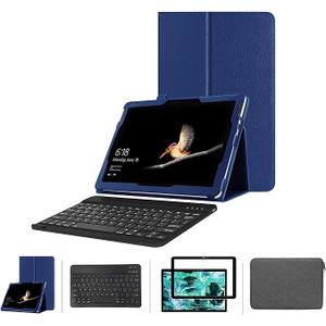Hanalette 4 in 1 Tablet Sleeve, Blue Case, Protective Glass, Keyboard