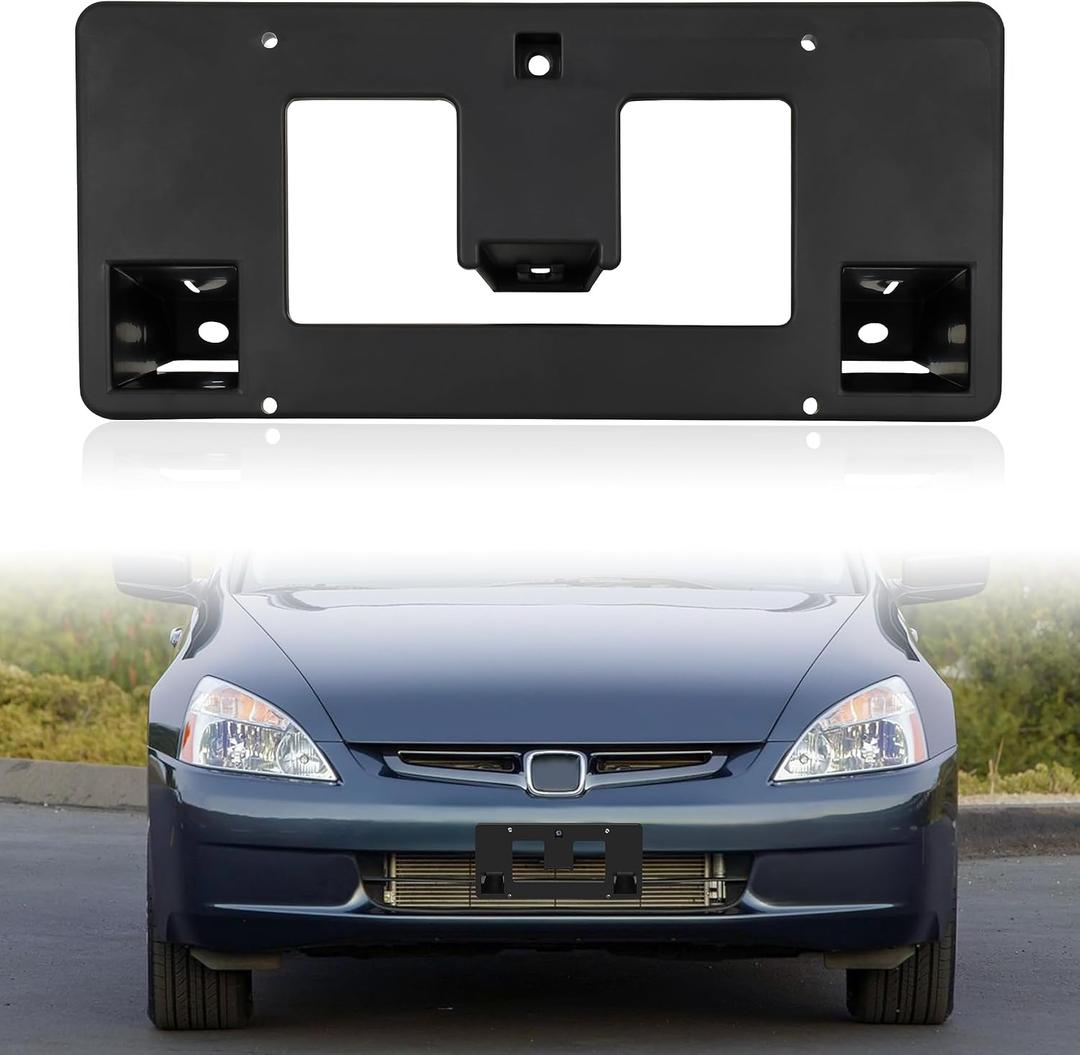 KEWISAUTO Front License Plate Frame for Honda Accord 4dr 06-07, Black Front Bumper License Plate Bracket Holder Cover for Honda Accord 4dr 2006 2007 Accessories (1PCS, Replace #71145-SDA-A10)