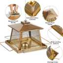 Large Bird Feeders for Outdoors, Gazebo Style Metal Bird Feeder, Cardinal Birdfeeders Outside Hanging for Garden Patio Birds Watching Decor