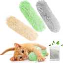 Rishoesu 3 Pcs Interactive Cat Toys Cat Pillows, Soft and Durable Crinkle Sound Catnip Toys, for Indoor Cats Funny Kitten Toys Exercise (Yellow+Green+Grey)