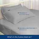 Moonsea Twin XL Sheet Sets - Extra Deep Pocket 3-Piece Twin XL Sheets - Twin Extra Long Sheet Set with Side Pocket - Easily Fits Extra Deep 16 in to 24 in Pillow Top (Grey)