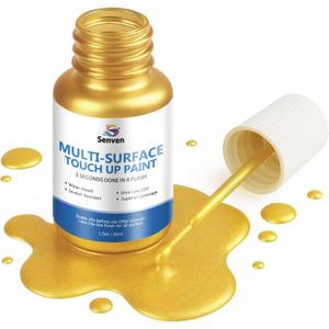 Liquid Gold Leaf Paint High Gloss Multi Surface Rich Gold Paint for Metal, Wood, Plastic, Canvas, Appliance, Furniture Scratch Repair & Art Handcrafts 30ml/1.5oz Fast Drying Acrylic Metallic Finish