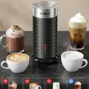 Stainless Steel Milk Frother, Waterproof & Fully Dishwasher Safe, 4 Modes for Hot/Cold Foam, Latte, Cappuccino, One-Touch Operation, Ergonomic Grip, Compact Coffee Maker