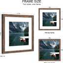 Hongkee 16x16 Frame Set of 2, Rustic Brown Wood Style - Display Square 12 x 12 with Mat or 16x16 without Mat, Wall Mounting Horizontal and Vertical