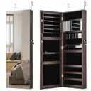43.5 Inch Jewelry Mirror Cabinet with Full-length Mirror and Adjustable Hangers