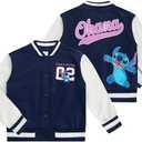 Disney Lilo & Stitch Minnie Mouse Girls Letterman Varsity Bomber Jacket for Big Kids, Size 10