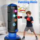 HopeRock Punching Bag for Kids, Boxing Set with Scoring, Light, Music, 4 Game Modes, Inflatable Boxing Bag with Gloves, Birthday Gifts Toys for 4-8-12 Years Old Boys