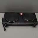 Elite Gourmet EDB-302BF Countertop Double Cast Iron Burner, 1500 Watts Electric Hot Plate, Temperature Controls, Power Indicator Lights, Easy to Clean, Black