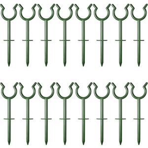 Taiyin 20 Pcs 3/4'' Garden Hose Holder Brackets Garden Guide Holder Decorative Outdoor Guide Stakes Support Spike Plant Tool to Keep Off Lawn for Yard (Green)