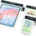 YUMQUA Clear Waterproof Bag, Waterproof Document Pouch Passport Holder Water Tight Map Case Waterproof Pouch Water Proof Small Dry Bags for Kindle Phone Tablet Camera, Kayak Boat PaddleBoard (Black)
