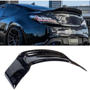 Rear Spoiler Compatible with 2010-2016 Genesis 2.0T 3.8 Coupe, R Style Duckbill Trunk Exterior High Kick Tail Deck Lid Splitter Wing Lip (Gloss Forged Carbon Fiber Pattern)