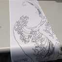 Ovenbird Gaming Mouse Pad with Stitched Edges, Japanese Wave White Extended XL Mousepad with Anti-Slip Base, Cool Large Mouse Pad for Desk, 31.5 x 11.8 in, White