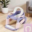 Snugzy Toddler Potty Training Seat 3-in-1 Foldable Potty Training Toilet with Step Stool Adjustable Potty Chair with Urinals (Pink Purple)