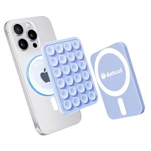 PKYAA Anteel Magnetic Suction Phone Mount for MagSafe Case, Silicone Grip Secure Mirror Shower Phone Holder for iPhone 12/13/14/15/16, Hands-Free Selfie/Video for TikTok Creator/Influencer (Lavender)