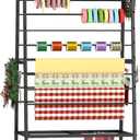 Ribbon Holder-Ribbon Organizer, Double-Sided Ribbon Holder Organizer Rack,Large Capacity Rolling Gift Wrap Rack Ribbon Organizer for Craft Room