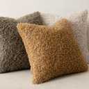 Foindtower 2 Pieces 20x20 Inch Bronze, Faux Fur Throw Pillow Cover Accent Sherpa Pillow Fuzzy Soft Pillowcases Sheepskin Decorative Fleece Cushion Case for Bed Couch Living Room