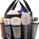 Lifewit Mesh Shower Caddy Portable for College Dorm Room Essentials with 7 Pockets, Freestanding Hanging Organizer Basket, Quick Dry Tote Bag for Camping, Bathroom, Beach, Travel, 1 Pack, Black