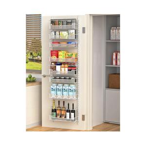 Over the Door Pantry Organizer, 8-Tier Over the Door Organizer with Adjustable Basket, Pantry Door Organization for Pantry Kitchen Storage Room Spice Rack, White