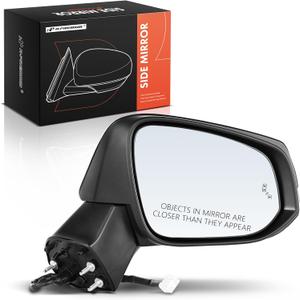 A-Premium Passenger Side Power Door Mirror Compatible with Toyota RAV4 2019 2020 2021 2022 - Heated Manual Folding w/Turn Signal Black and Blind Spot Detection Outside Rear View Mirror