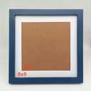 9x9 Picture Frames Blue with Mat 7x7 Opening Solid Wood Frame, Plastic Panel (Film Needs to be Removed) Table or Wall.Front Window Opening 8.6x8.6 inch (2 Pack)