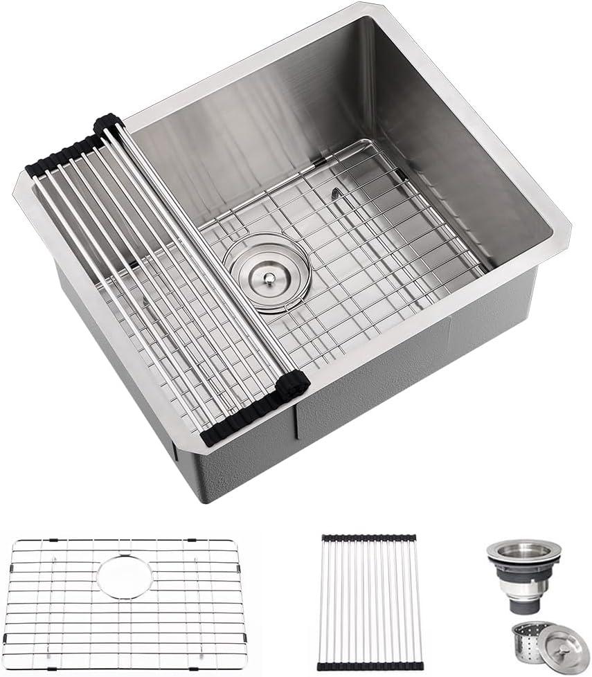 Stainless Steel Laundry Sink Undermount-Hovheir 21x18x12 Stainless Steel Utility Sink Undermount Sink 16 Gauge Single Bowl Deep Laundry Room Kitchen Sink