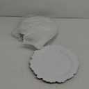 Set of 12 White Charger Plates with Beaded. 13" Reusable Plastic Table Chargers for Dinner Plates (BEADED SILVER)