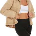 Women Lightweight Quilted Puffer Jacket Long Sleeve Zip Packable Down Jackets Coat Large