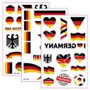 4 x Germany Temporary Tattoos, German Flag Face Stickers, Black Red Gold Patriotic Body Tattoos, Federal Eagle Soccer Face Decals for 2026 World Cup Germany Party Supplies