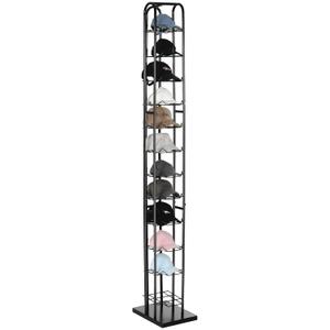 Tandefio 78" Black Floor Standing Hat Rack Tower 12 Tier Hat Display Rack Cap Organizer Metal Hats Stand Hats Wigs Holder for Cap Retail Display Storage Vertically