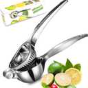 TEZZ Premium Lemon Squeezer, Large Heavy Duty Handhelp Juicer for Lemon, Metal Hand Press Citrus Juicer, Lime Squeezer Bar Tool, Manual Citrus Press (Silver)