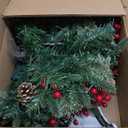 TOWPONICS Set of 2 Outdoor Christmas Trees Urn Filler, 18in Prelit Battery Operated Artificial Small Xmas Tree Holiday Dcor with 50 LED Lights, Red Berries, Pine Cones, Tripod Stake, 8 Modes & Timer