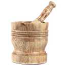 Handcrafted Mango Wood Mortar and Pestle - Perfect for Grinding Herbs, Spices, Garlic, Nuts - Versatile Kitchen Tool for Guacamole, Salsa, and More (Brown) - CLEENTABLE