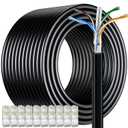 MEIPEK Cat 6 Outdoor Ethernet Cable 328ft/100M (20 RJ45), FTP Cat 6 Shielded Ethernet Cable Bulk, Heavy Duty 23AWG, Weatherproof, UV Resistant, Direct Burial, LAN Cable Cat6 300+ft for Router, Gaming
