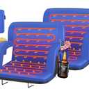 HOPERAN Heated Stadium Seats for Bleachers with Back Support Wide Cushion, Extra Portable Bleacher Seat Foldable Stadium Chair, USB 3 Levels of Heat, Pockets for Outdoor Indoor Sports 25" Blue 2pcs