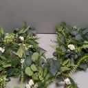 6 Pcs Green Eucalyptus Candle Rings Wreaths Spring Summer Kitchen Cabinet Wreaths Mini Green Berry Leaves Candle Wreath for Pillars Farmhouse Festival Wedding Celebrations Tabletop Decoration