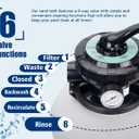 10 Inch Pool Sand Filter Pump for Above Ground Pools, 2220 GPH 1/4 HP Filtration System with 6-Way Valve, 30 lb Tank, Hose Adapters, 115V