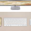 Desk Pad Mat 23.6"x13.7" - Waterproof Mouse Pad & Desk Protector, Non-Slip PU Leather for Gaming Keyboard/Mouse, Stitched Edge XL Office Desk Pad with Ergonomic Support(Beige) (24" x 14")