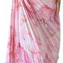 Milumia Women's Tie Dye One Shoulder Maxi Tank Dress Elegant Pleated Asymmetrical Hem Dresses, XL Size